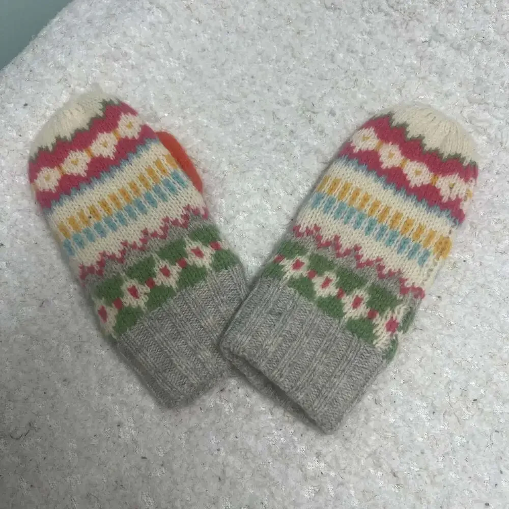 Mini Boden Fair Isle Wool Blend Fleece Lined Mittens
